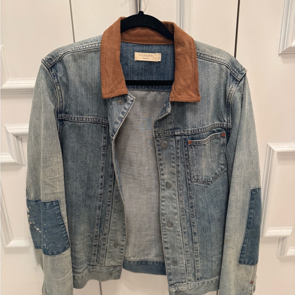 All Saints jean jacket with suede collar